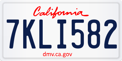 CA license plate 7KLI582
