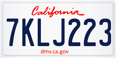 CA license plate 7KLJ223