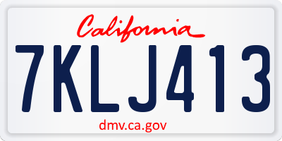 CA license plate 7KLJ413