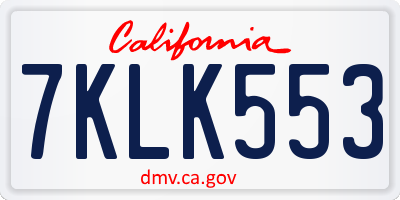 CA license plate 7KLK553