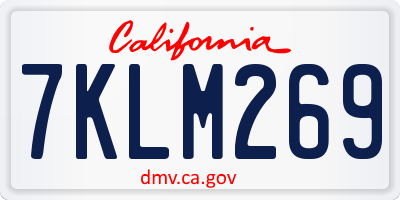 CA license plate 7KLM269