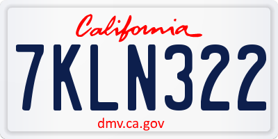 CA license plate 7KLN322