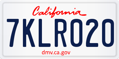 CA license plate 7KLR020