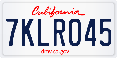 CA license plate 7KLR045