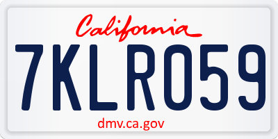 CA license plate 7KLR059