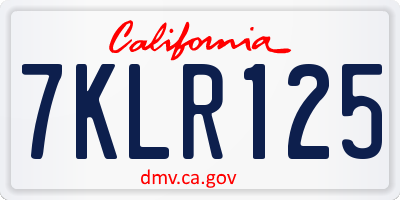 CA license plate 7KLR125
