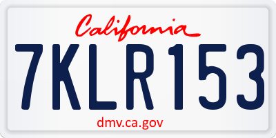 CA license plate 7KLR153