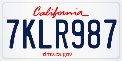 CA license plate 7KLR987