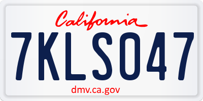 CA license plate 7KLS047