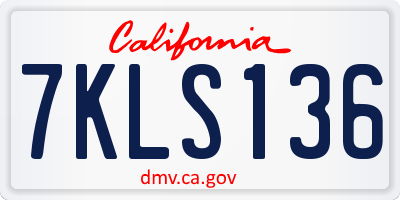 CA license plate 7KLS136