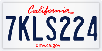 CA license plate 7KLS224