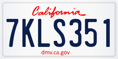 CA license plate 7KLS351