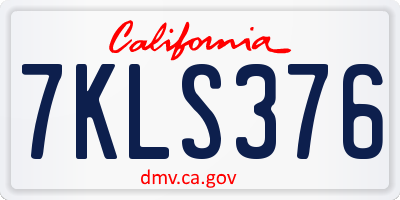 CA license plate 7KLS376