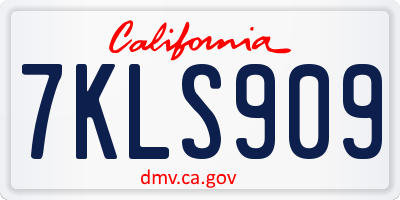 CA license plate 7KLS909