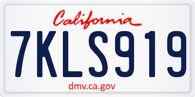 CA license plate 7KLS919