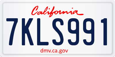 CA license plate 7KLS991