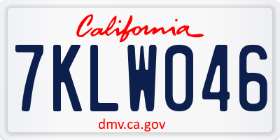 CA license plate 7KLW046