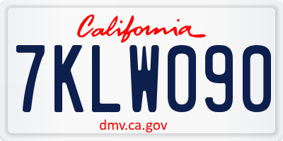 CA license plate 7KLW090