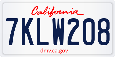CA license plate 7KLW208