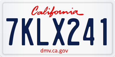 CA license plate 7KLX241
