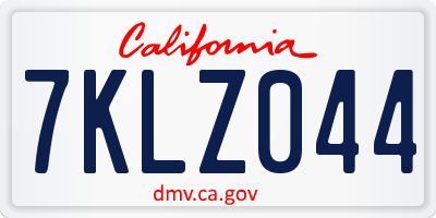 CA license plate 7KLZ044