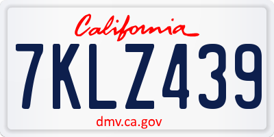 CA license plate 7KLZ439