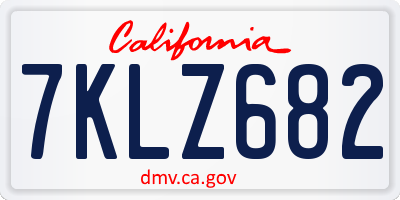 CA license plate 7KLZ682