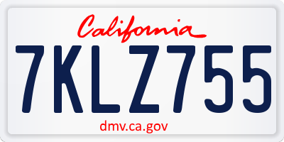 CA license plate 7KLZ755