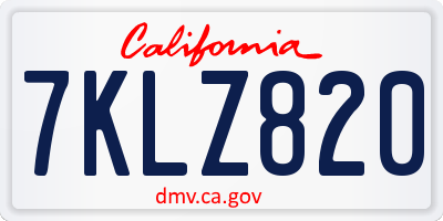 CA license plate 7KLZ820