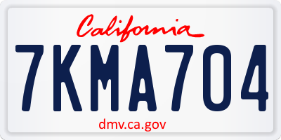 CA license plate 7KMA704