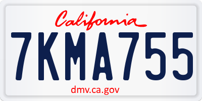 CA license plate 7KMA755