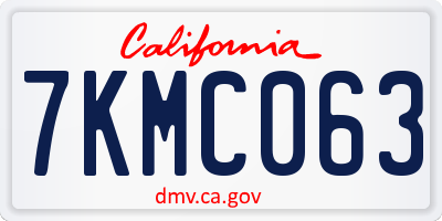 CA license plate 7KMC063