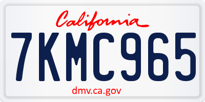 CA license plate 7KMC965