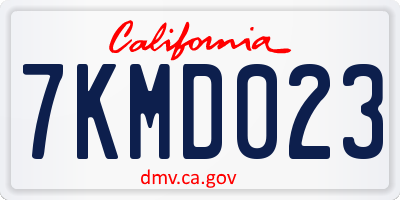 CA license plate 7KMD023