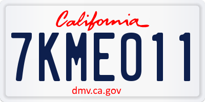 CA license plate 7KME011