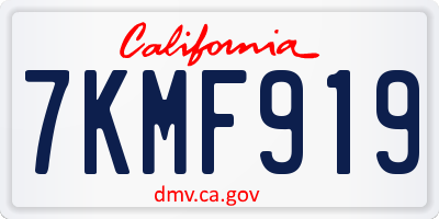 CA license plate 7KMF919