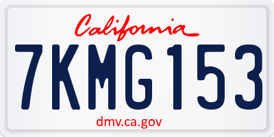 CA license plate 7KMG153