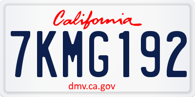 CA license plate 7KMG192
