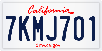 CA license plate 7KMJ701