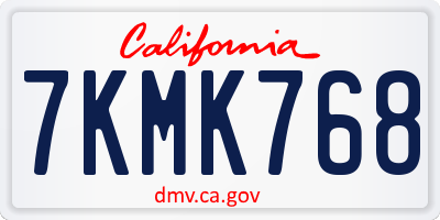 CA license plate 7KMK768