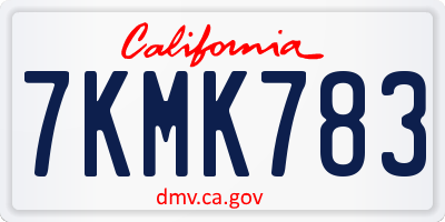 CA license plate 7KMK783