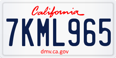 CA license plate 7KML965