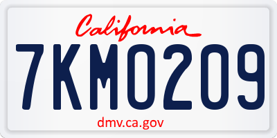 CA license plate 7KMO209