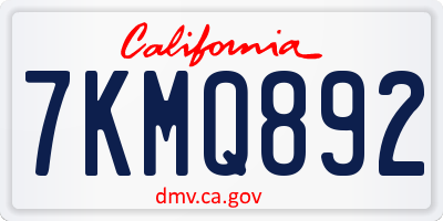 CA license plate 7KMQ892
