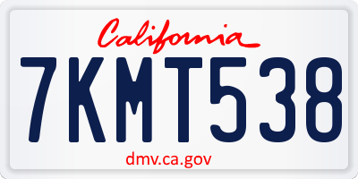 CA license plate 7KMT538
