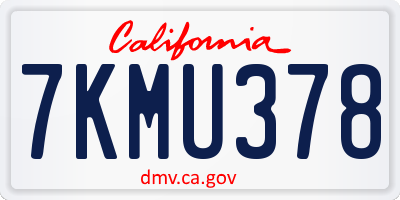 CA license plate 7KMU378