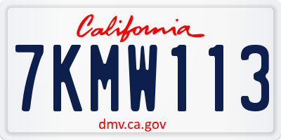 CA license plate 7KMW113