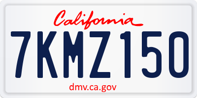 CA license plate 7KMZ150