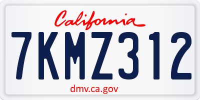 CA license plate 7KMZ312
