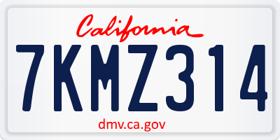 CA license plate 7KMZ314